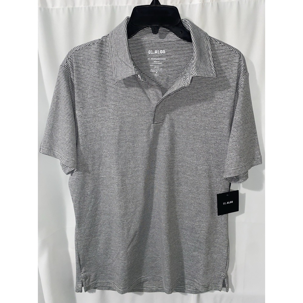 NWT 01.Algo Performance Men's Striped Polo Shirt Size Medium